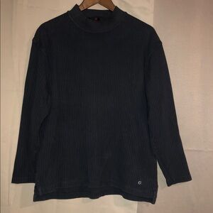 Vintage Dark Blueish Gray Ribbed Long Sleeve Shirt